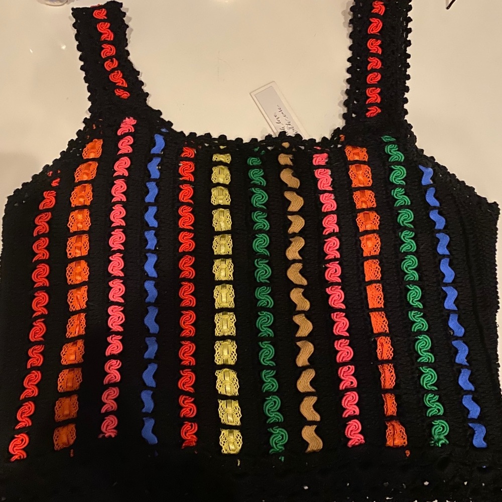 Alice and Olivia crochet rainbow top. Worn once. Tags not attached or included.